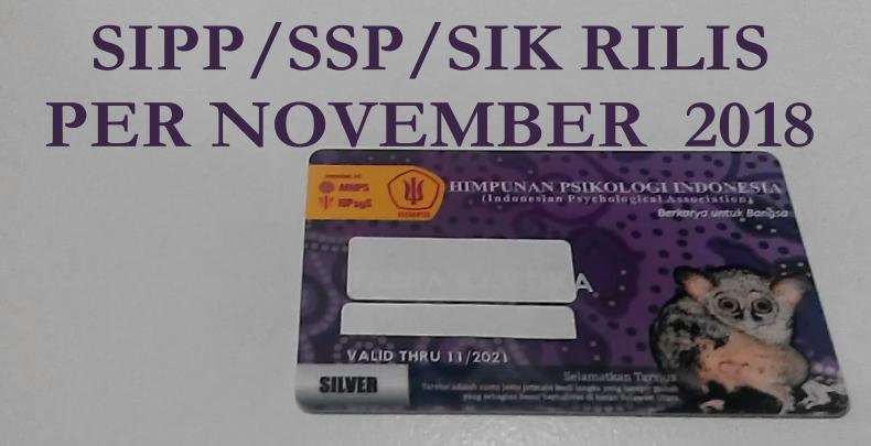 SIPP/SSP/SIK Per November 2018
